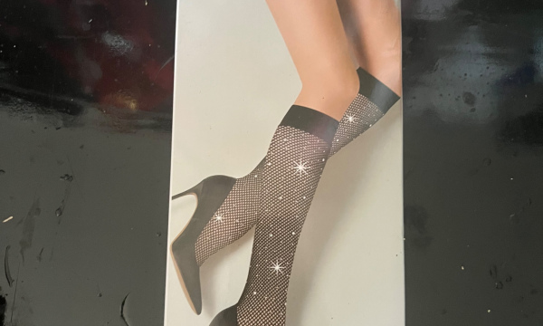 Knee high rhinestone stockings 