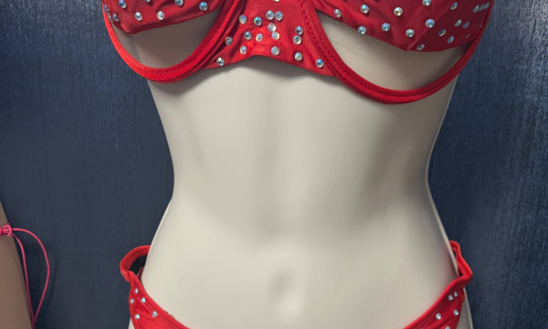 2 Piece V Cut with Rhinestones 